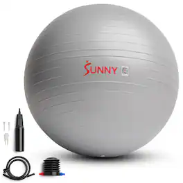 Sunny Health & Fitness - Premium Yoga Ball - Light White