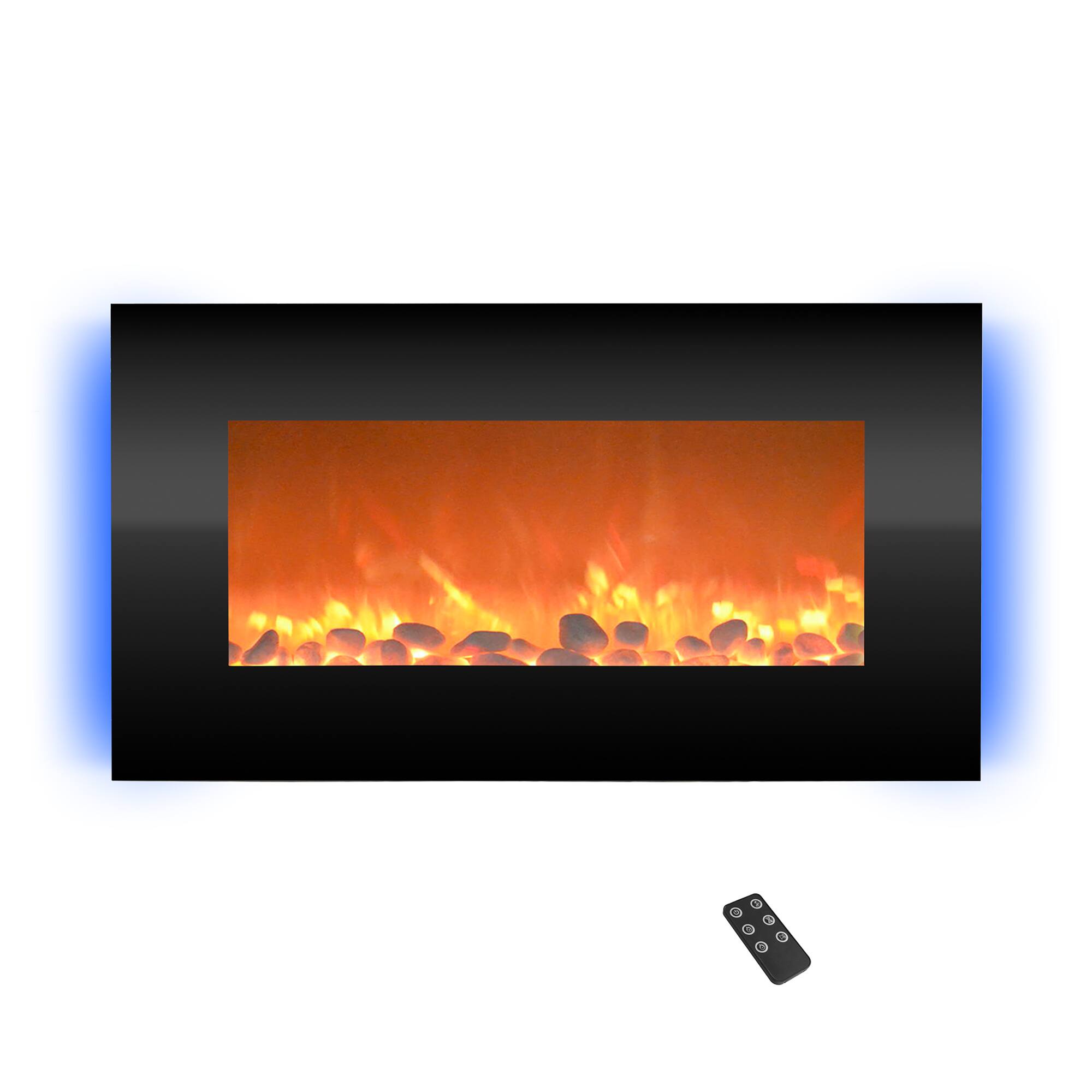Front. Northwest - 30-Inch Wall Electric Fireplace, Black - Black.