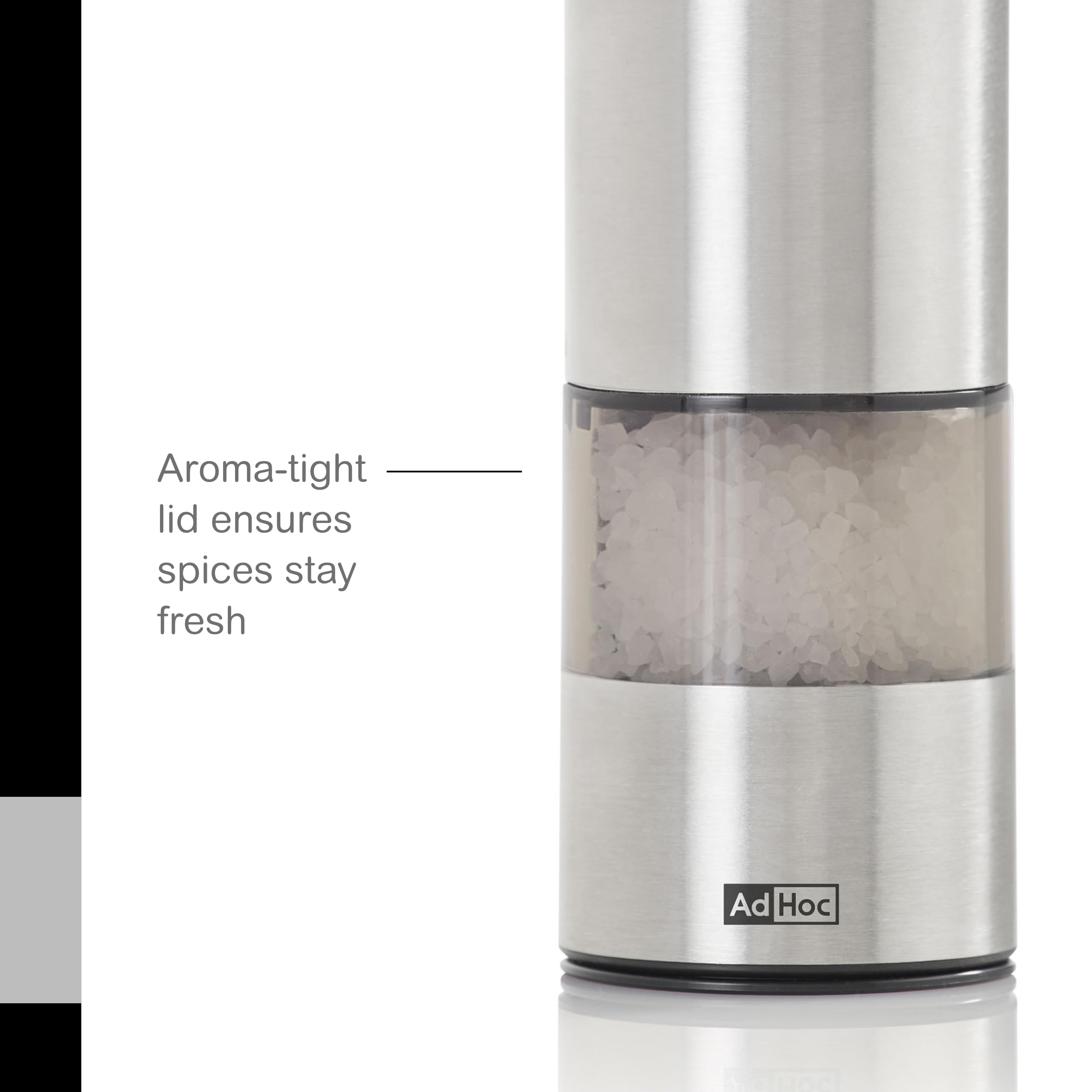 Aroma-tight lid ensures spices stay fresh