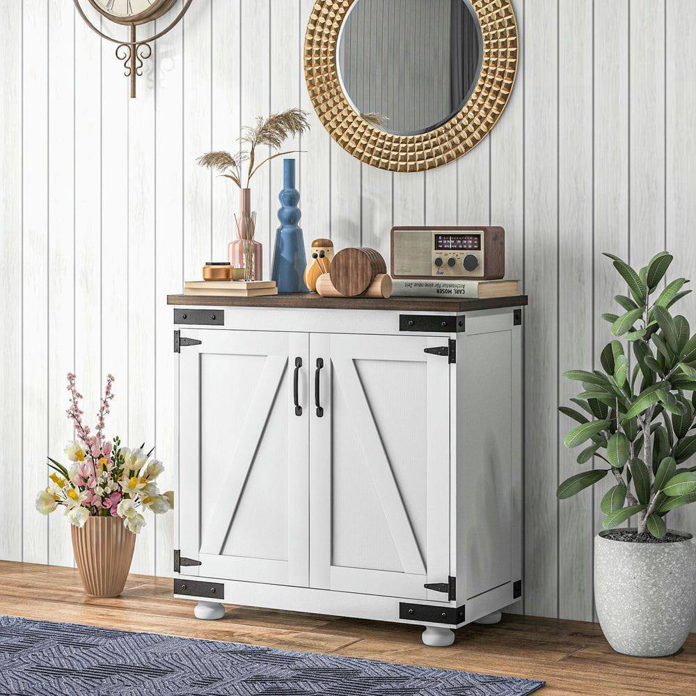 Kadyn - Farmhouse Sideboard with Sliding Barn Door and Adjustable Interior Shelf - White
