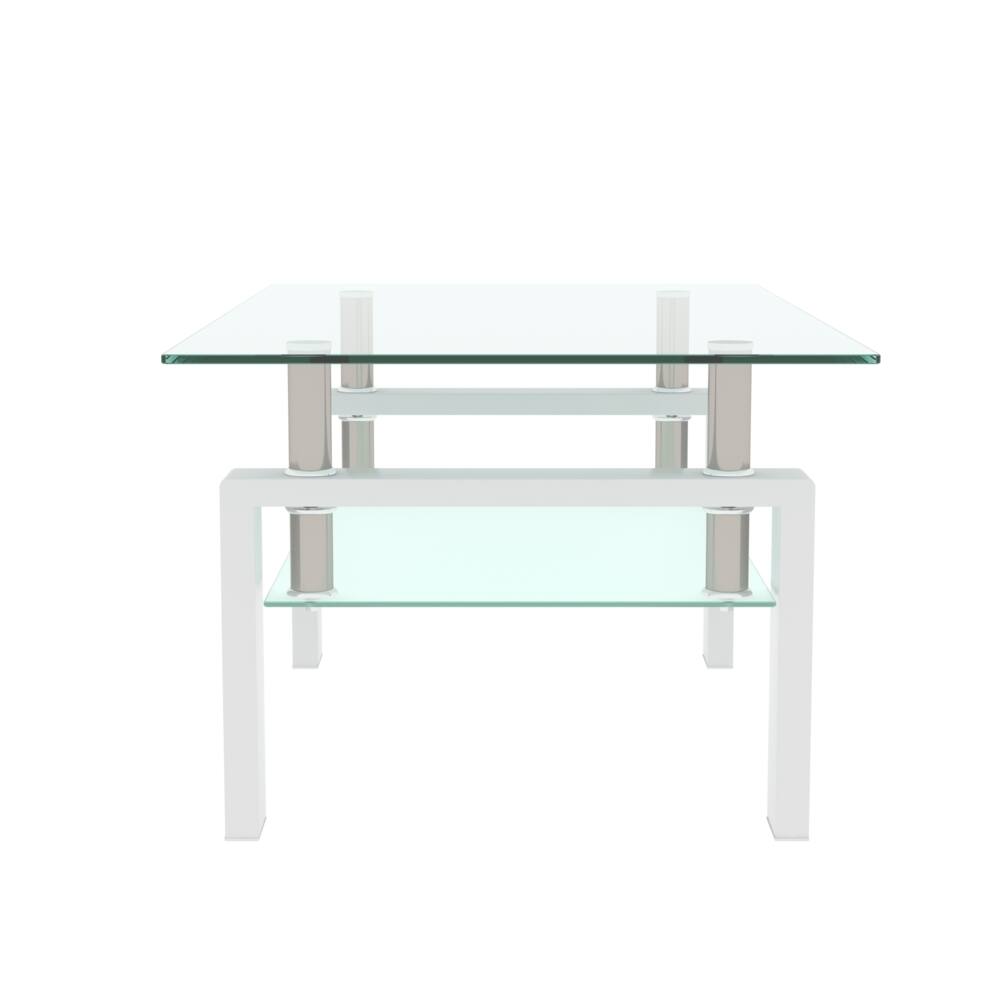 Left. Loheer - Loheer Rectangle Glass Coffee Table Clear Modern Center Table - Clear.