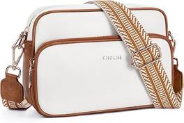 Vulpecula Spade - Small Purses for Women, Travel Purses Anti Theft Crossbody Bags, Vegan Leather Adjustable Wide Guitar Strap - Beige & Brown