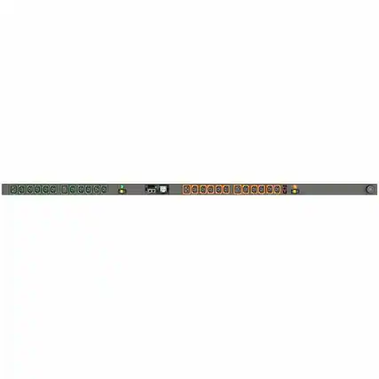 Front. Vertiv - Vertiv Geist Switched Rack PDU with Next Generation IMD - 0U| 30A| 208V| (20) U-Lock C13 and (4) U-Lock C19 Receptacles| - Black Powder Coat.