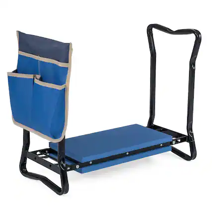 Front. Costway - Costway Folding Sturdy Garden Kneeler Gardener Kneeling Pad & Cushion Seat Knee Pad Seat - without Foot Pads-Navy.