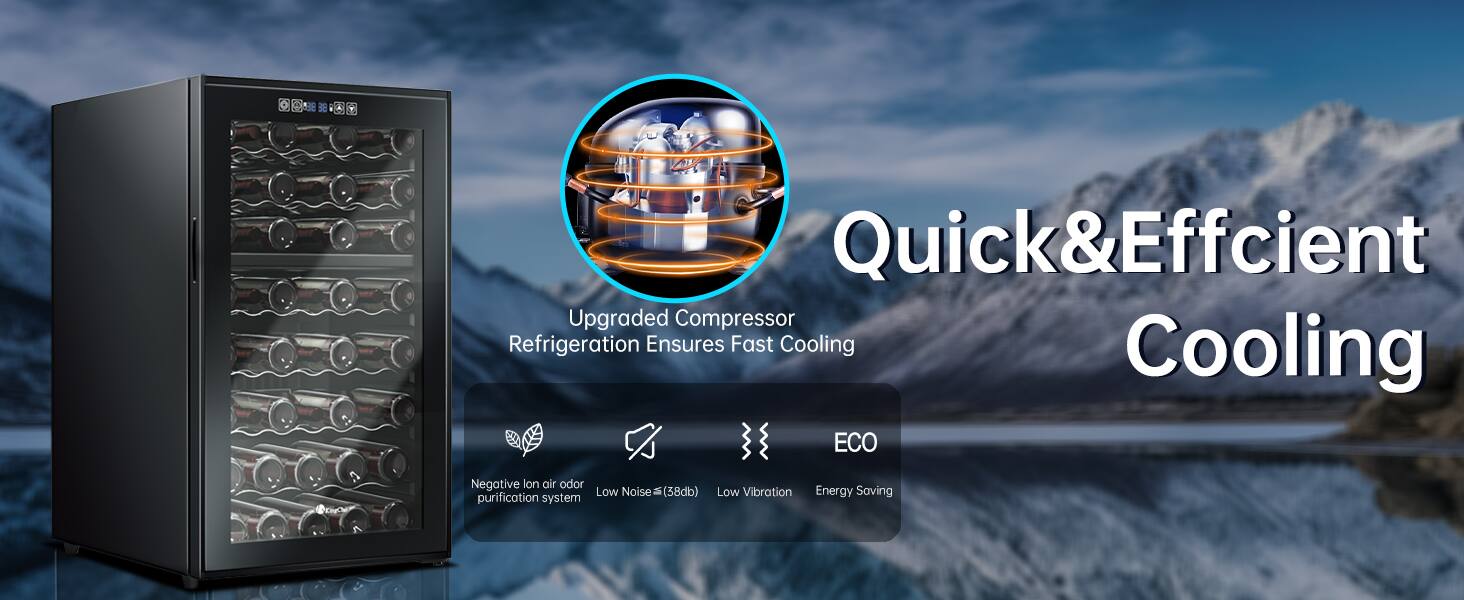 Quick & Efficient Upgraded Compressor Refrigeration Ensures Fast Cooling  
ECO  
Negative Ion Air Odor Purification System  
Low Noise (38dB)  
Low Vibration  
Energy Saving