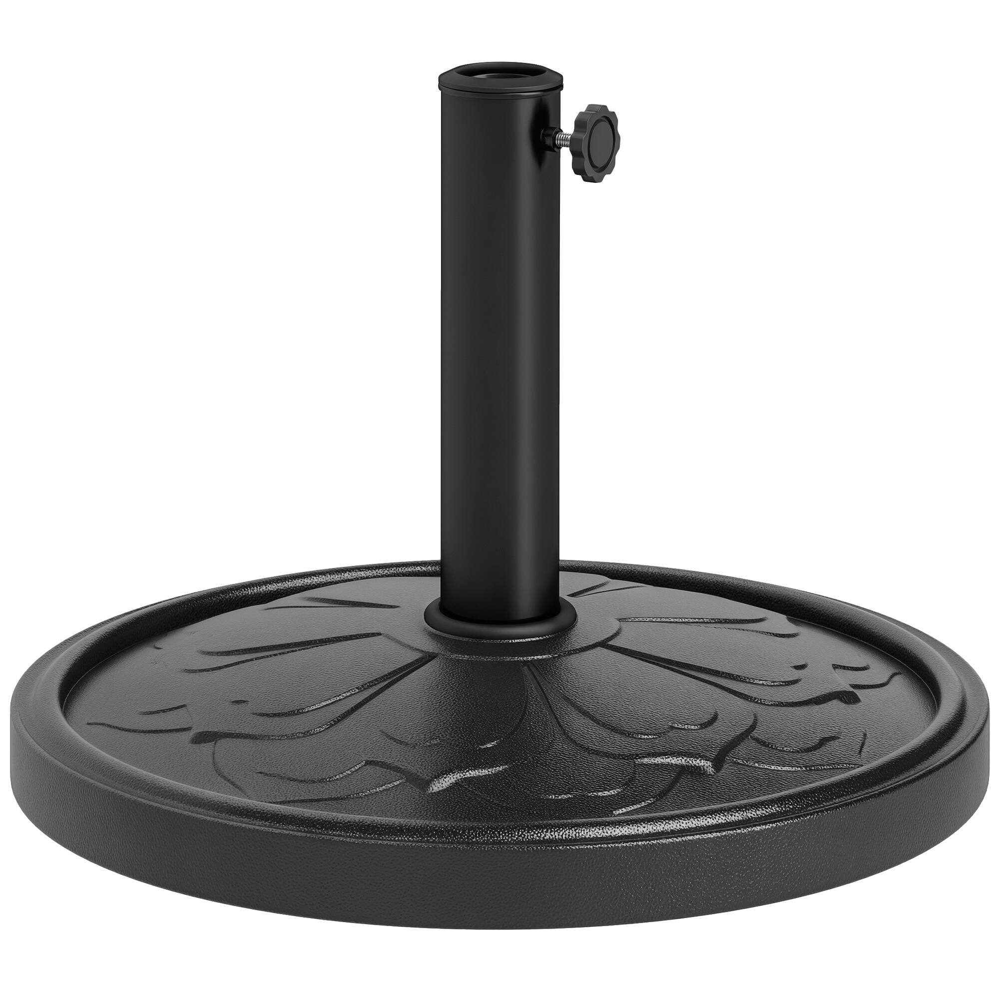 Front. Outsunny - Round Patio Umbrella Base, 26 lbs Resin Outdoor Umbrella Stand Base, Patio Umbrella Stand for 1.3"/1.5"/1.9" Umbrella - Black.