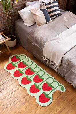 Lanyspace - 2'x5' Runner Rug, Washable Rugs, Non-Slip and Tear-Resistant Soft Carpet, Soft Strawberry Colorful Rug for Home Decor - Multicolor