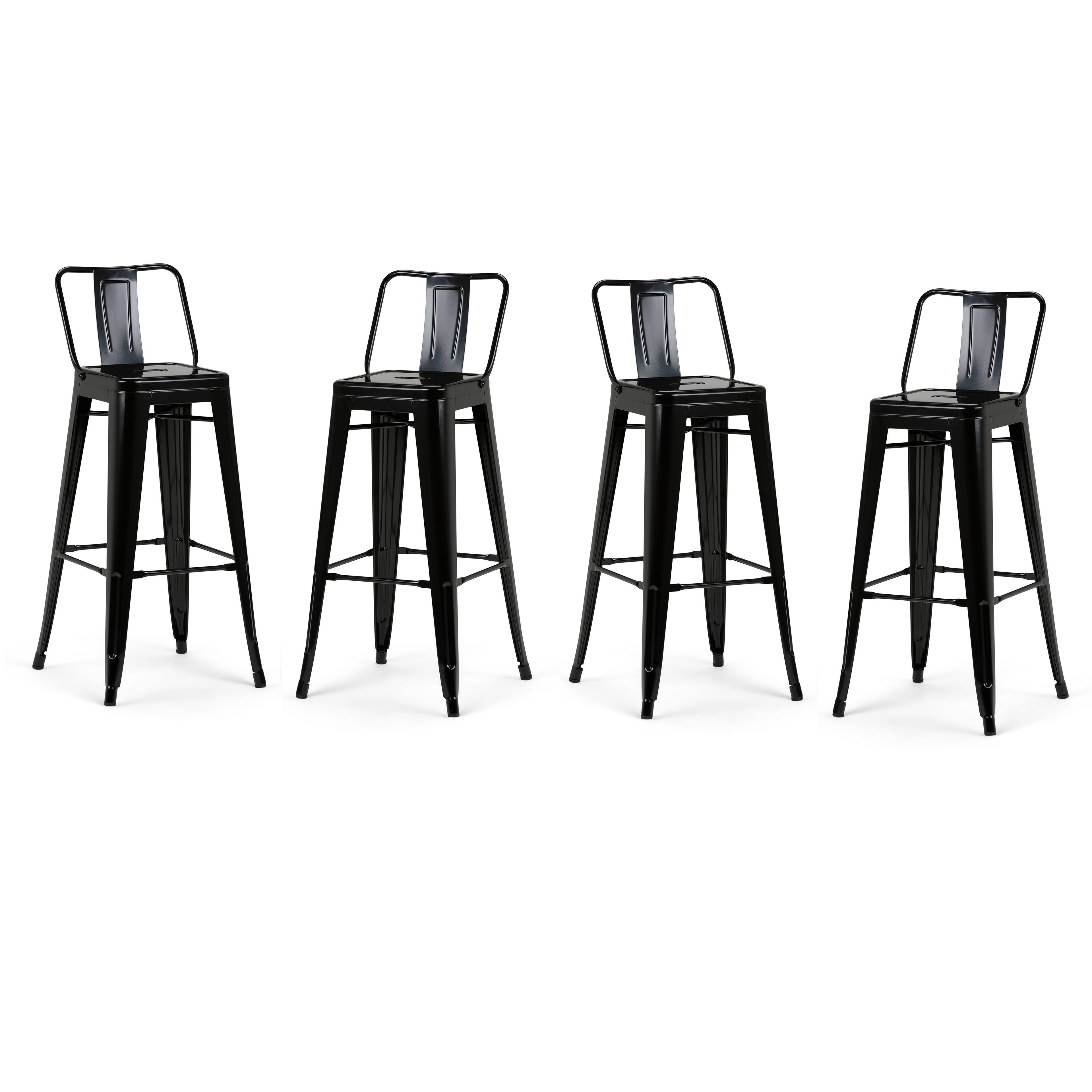 Simpli Home Rayne Metal Bar Stool (Set of 4) Black AXCRAY3004GBL