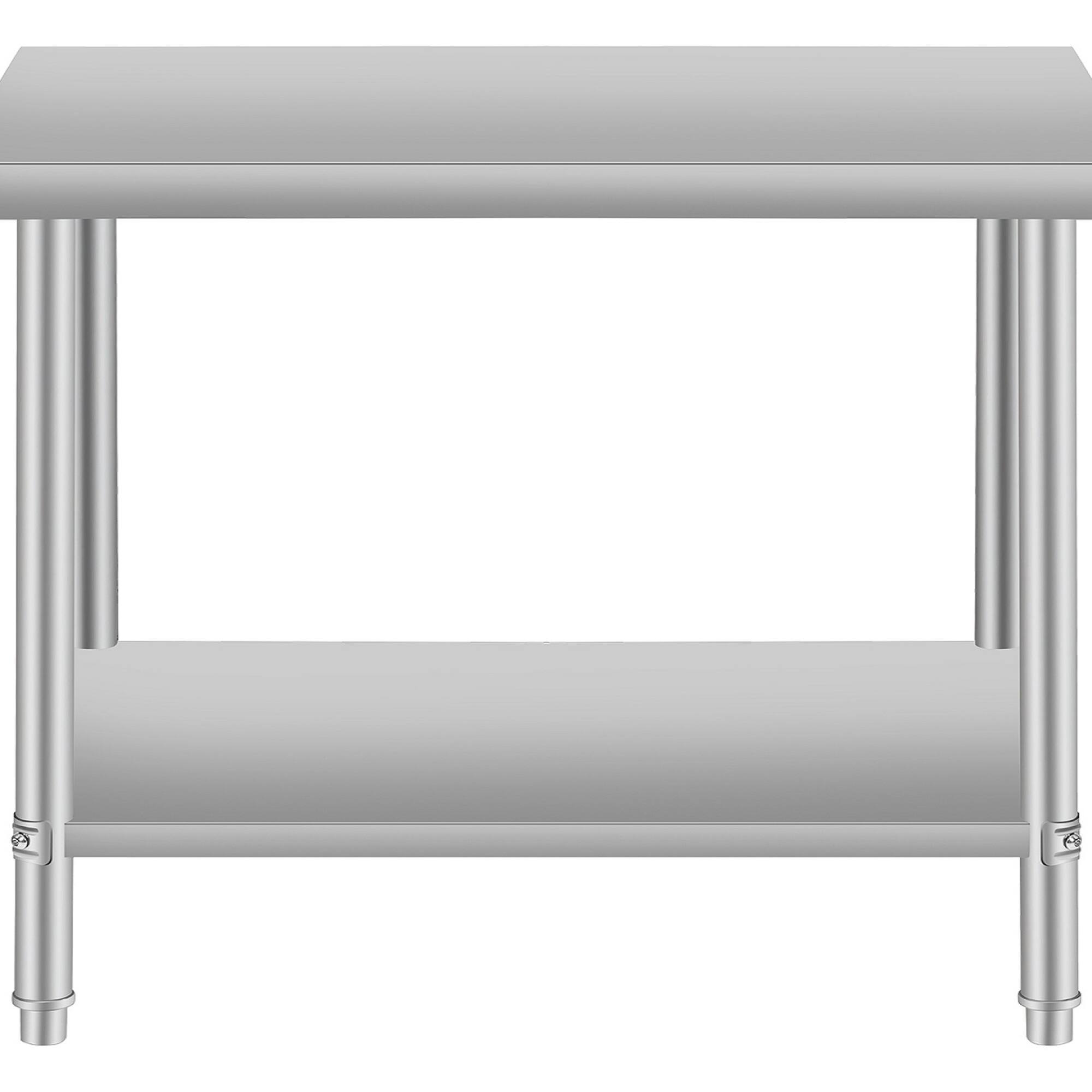 ELEMENT ACE - 36x24 Inch Professional Stainless Steel Work Table with Lower Storage Shelf for Commercial Kitchen Use - Silver