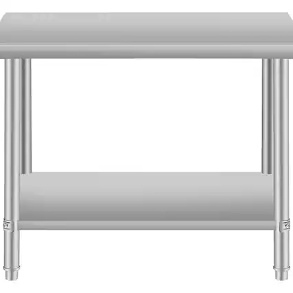 Front. ELEMENT ACE - 36x24 Inch Professional Stainless Steel Work Table with Lower Storage Shelf for Commercial Kitchen Use - Silver.
