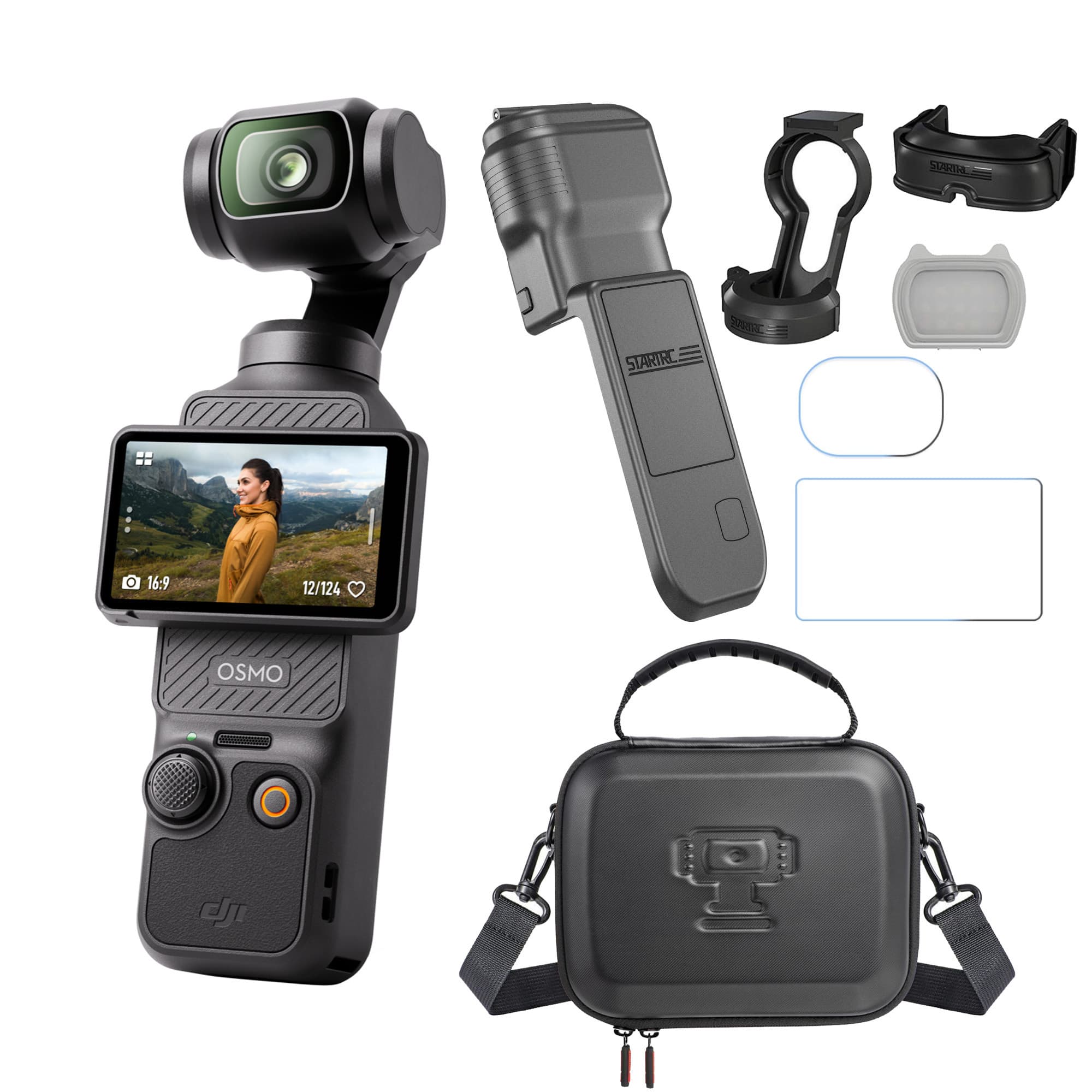 DJI - Osmo Pocket 3 with Bag, Cover, Magnetic Light, and Screen Protectors