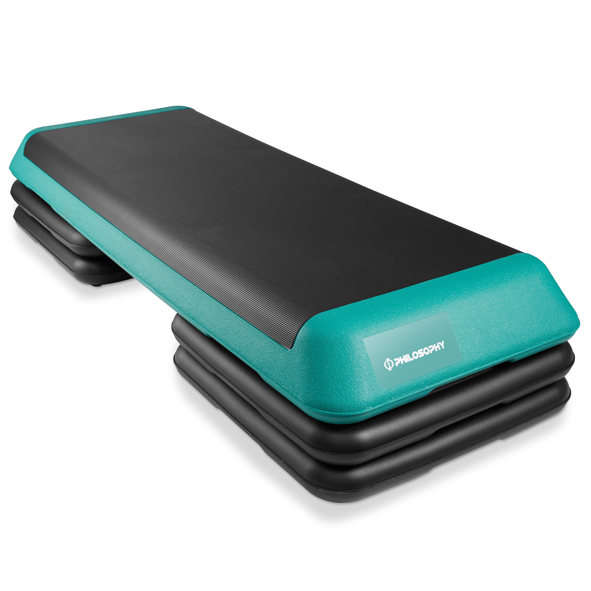 Philosophy Gym - Aerobic Exercise Adjustable Step Platform Health Club Size w/ 4 Risers - Green