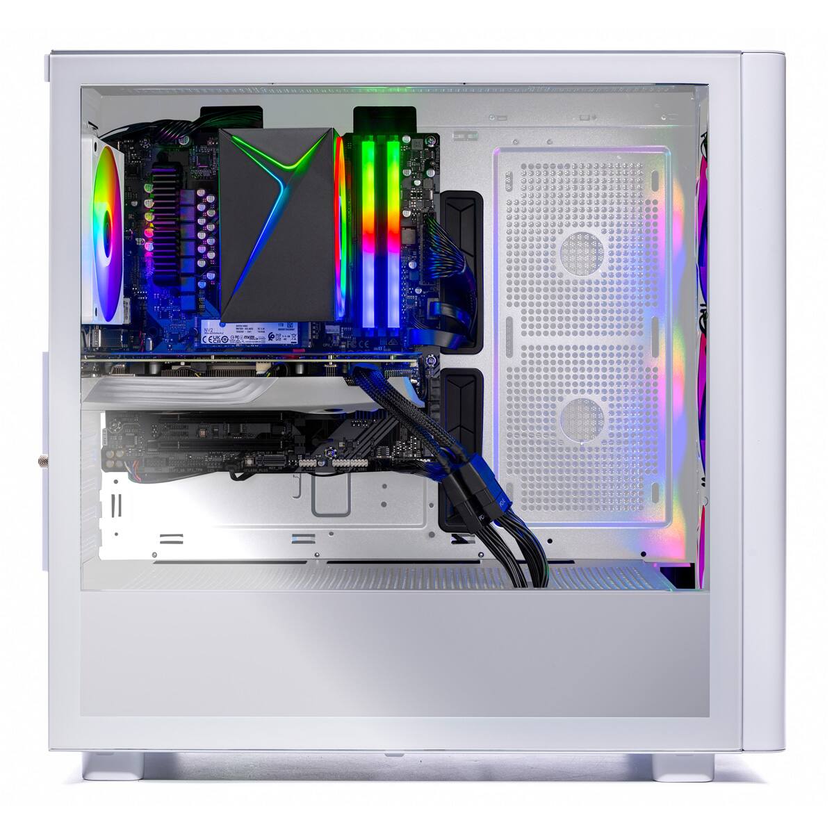 Angle. Skytech Gaming - Skytech CHRONOS3 - AMD Ryzen 7 7700, 9060XT 8GB, 32GB 6000 MHz DDR5 RAM, 650W GOLD PSU - White.