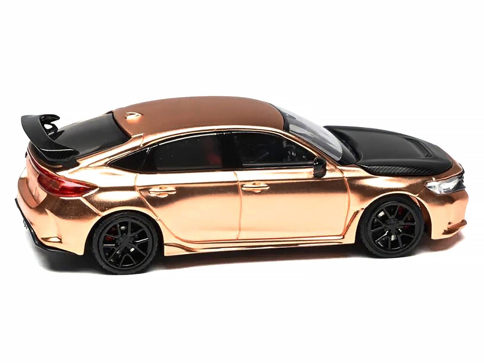 Alt View 2. MotorHelix - Honda Civic Type R (FL5) RHD Electroplating Copper Metallic with Carbon Hood 1/64 Diecast Model Car by MotorHelix.