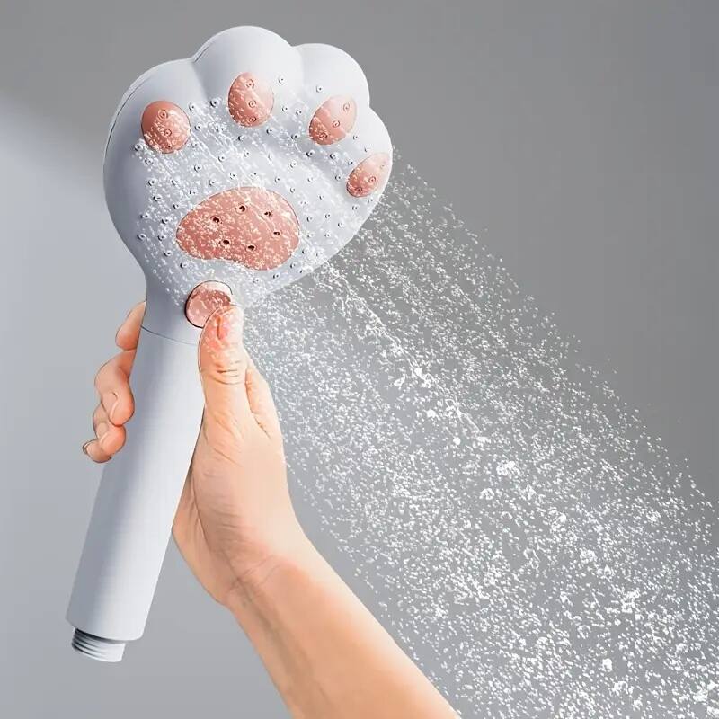 Front. Auledio - 1Pc pressurized Handheld Shower Head, Cat Paw Design Shower Head, 3-Mode Adjustable Massage Filter Shower Head - White.