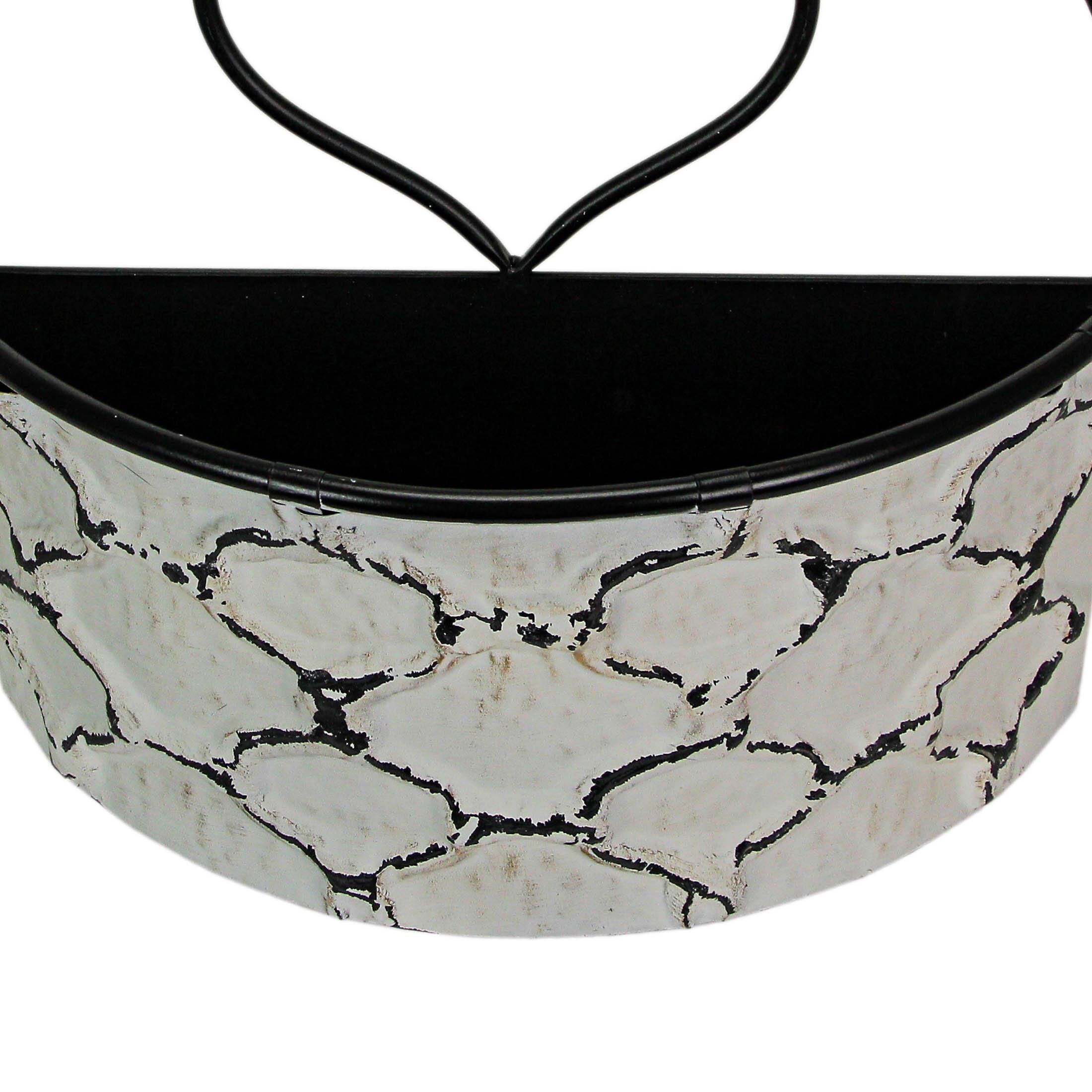 Alt View 3. Special T Imports - Large & Small Galvanized Metal Rustic White Wall Pocket Planters Heart Hanging Decor Set of 2 - White.