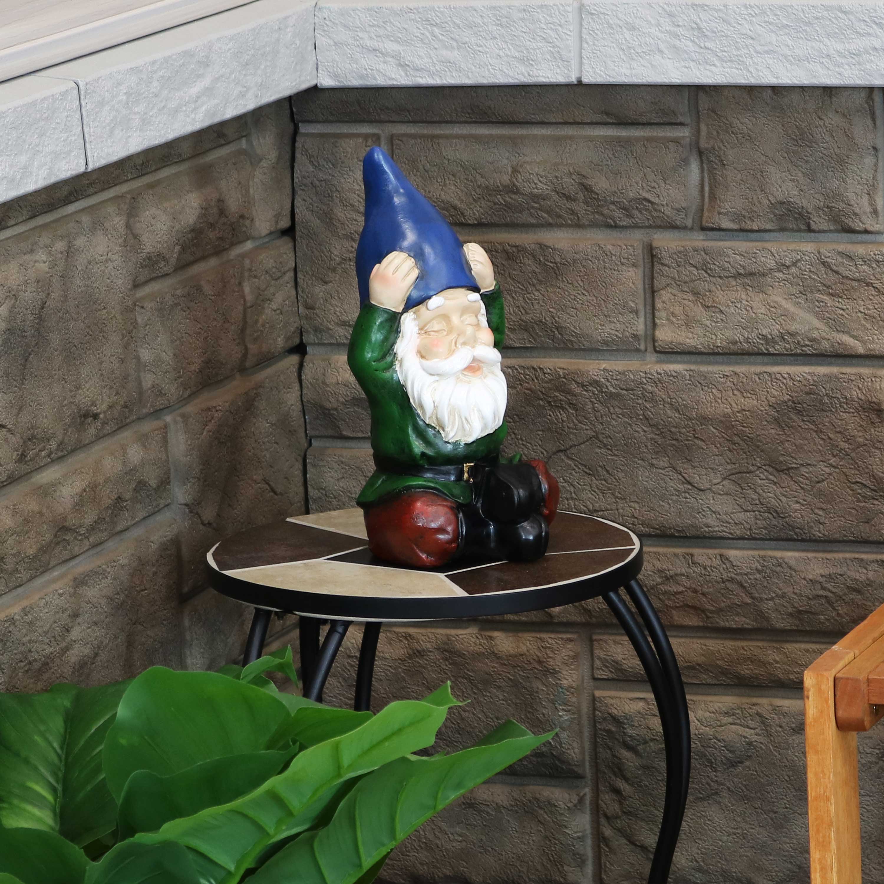 Alt View 1. Sunnydaze - Sage the Yoga Gnome Indoor/Outdoor Garden Statue - 11.75 in - Green.