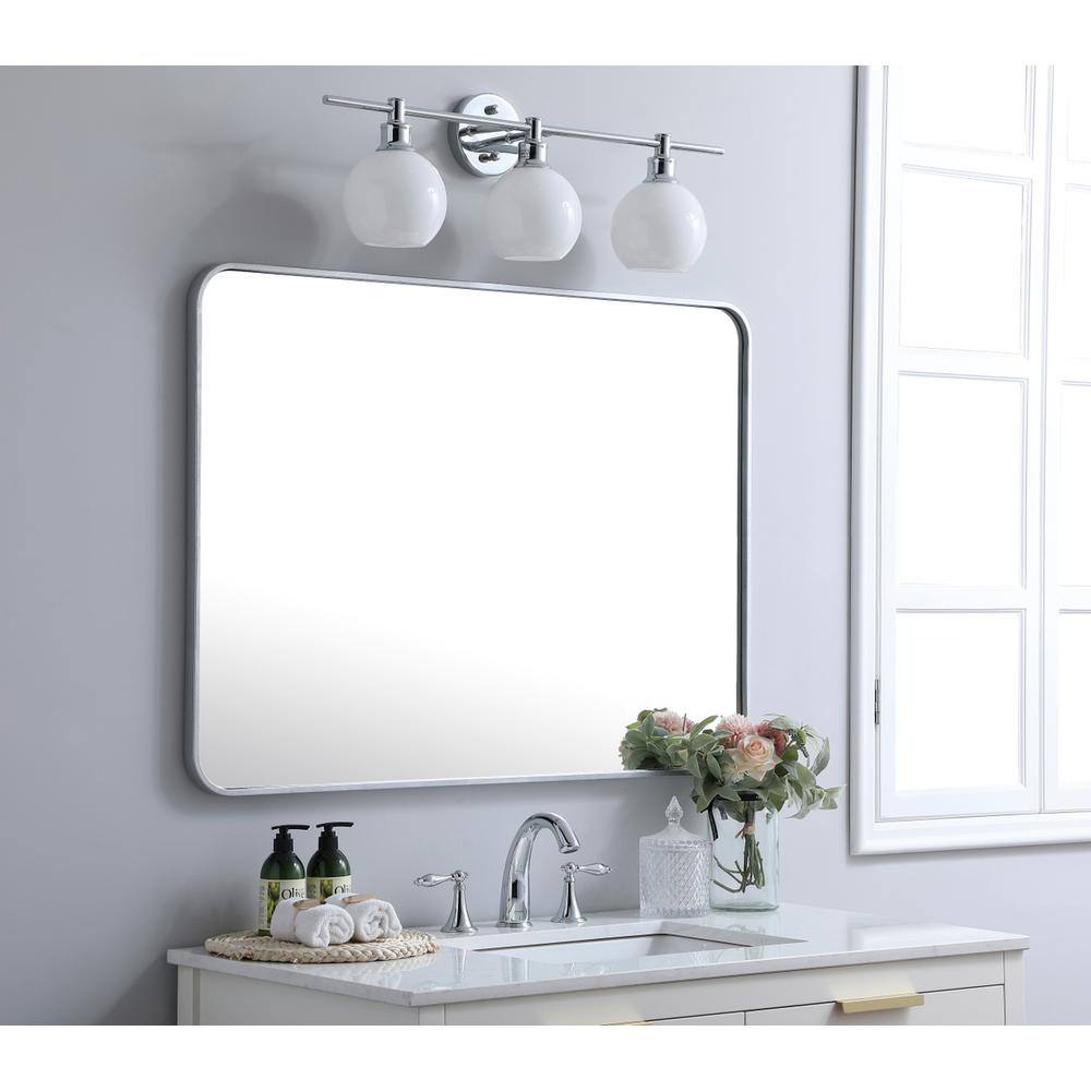 Alt View 4. Elegant Decor - Soft corner metal rectangular mirror 30x40 inch in Silver - Silver.