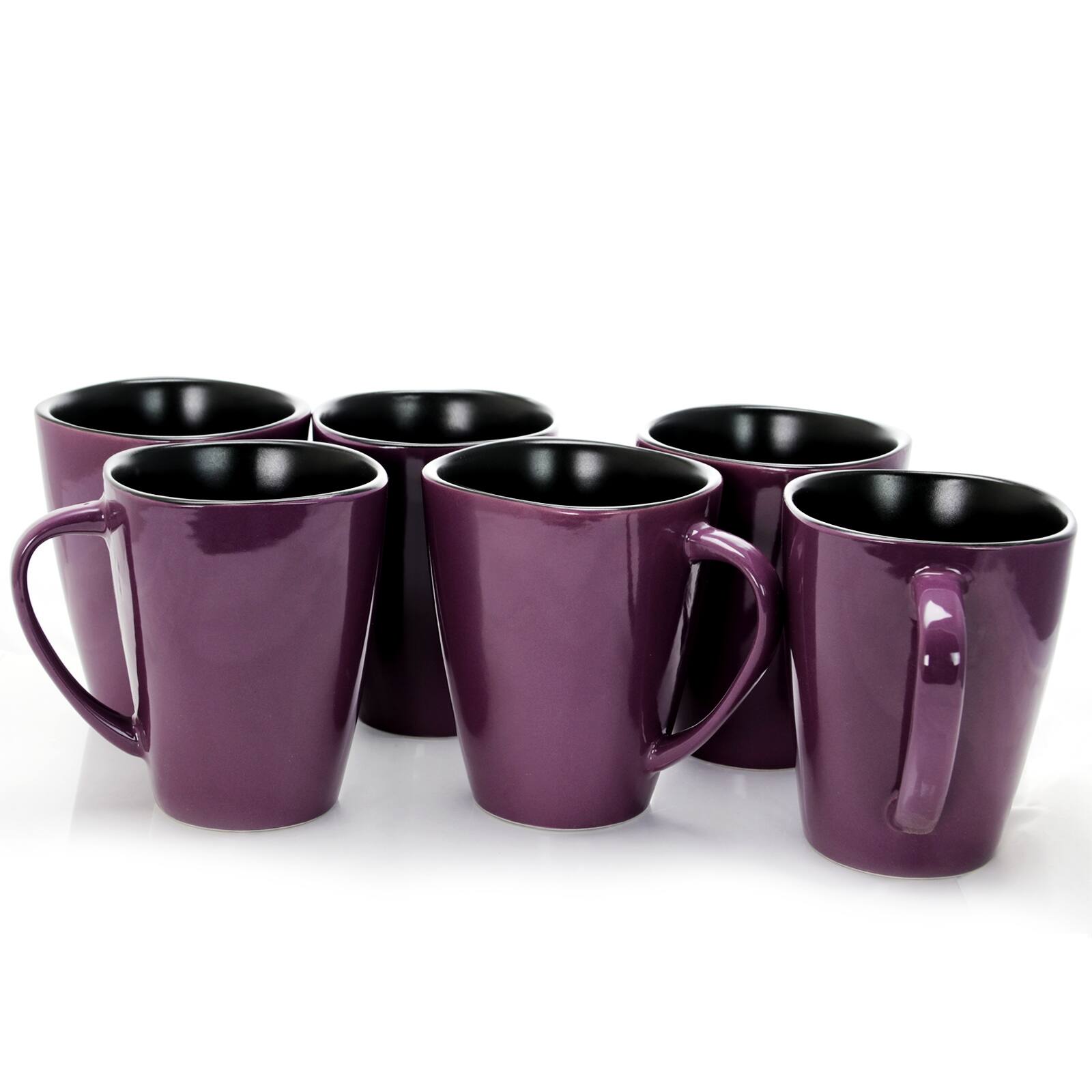 Alt View 4. Elama - Elama Mulberry 14 oz Stoneware Mugs in Purple, Set of 6 - Purple.