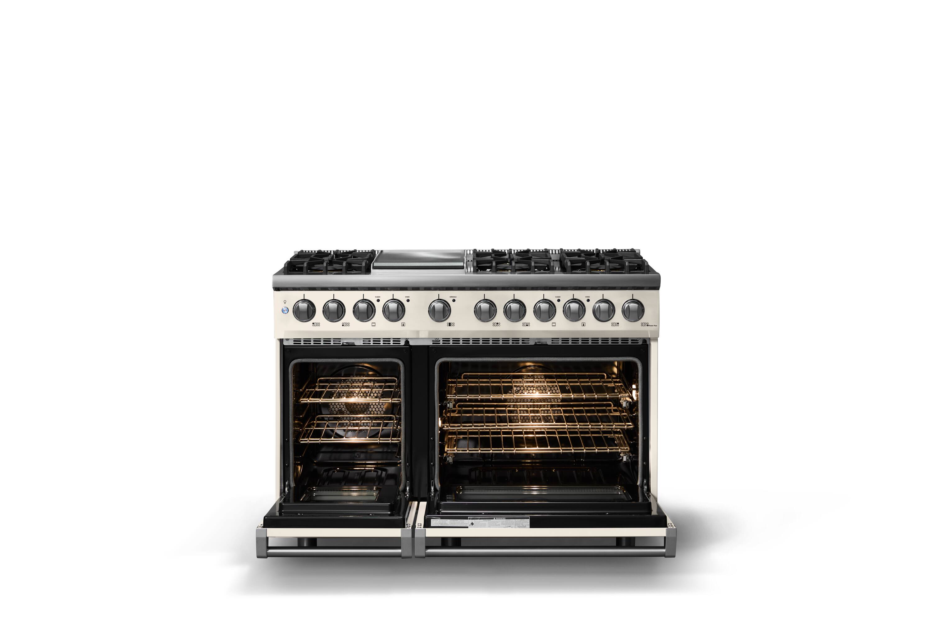 Alt View 2. Viking - 48 in. Wide 6 Burner Pro 5 Series 7.3 Cu. Ft. Freestanding Self-Clean Sealed Dual Fuel Convection Range/Griddle - Pure White.