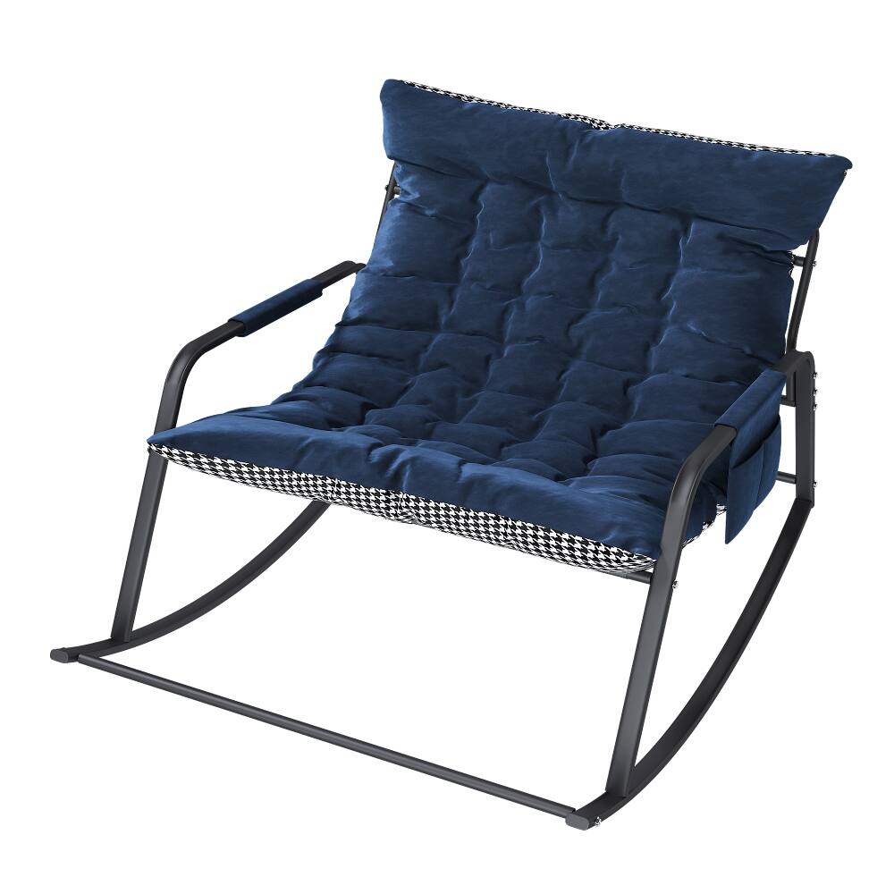 Alt View 2. Loheer - Loheer Blue Rocking Chair with Storage Cushions Ergonomic Lounge Recliner for Patio Bedroom Living Room - Blue.
