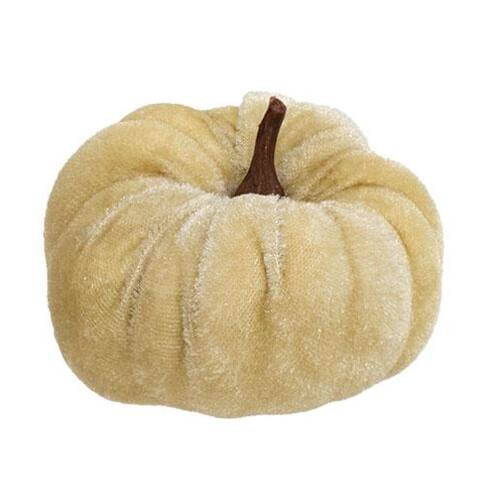 Left. BreeBe - 6/Set Mini Velvet Ivory Pumpkins - Ivory.