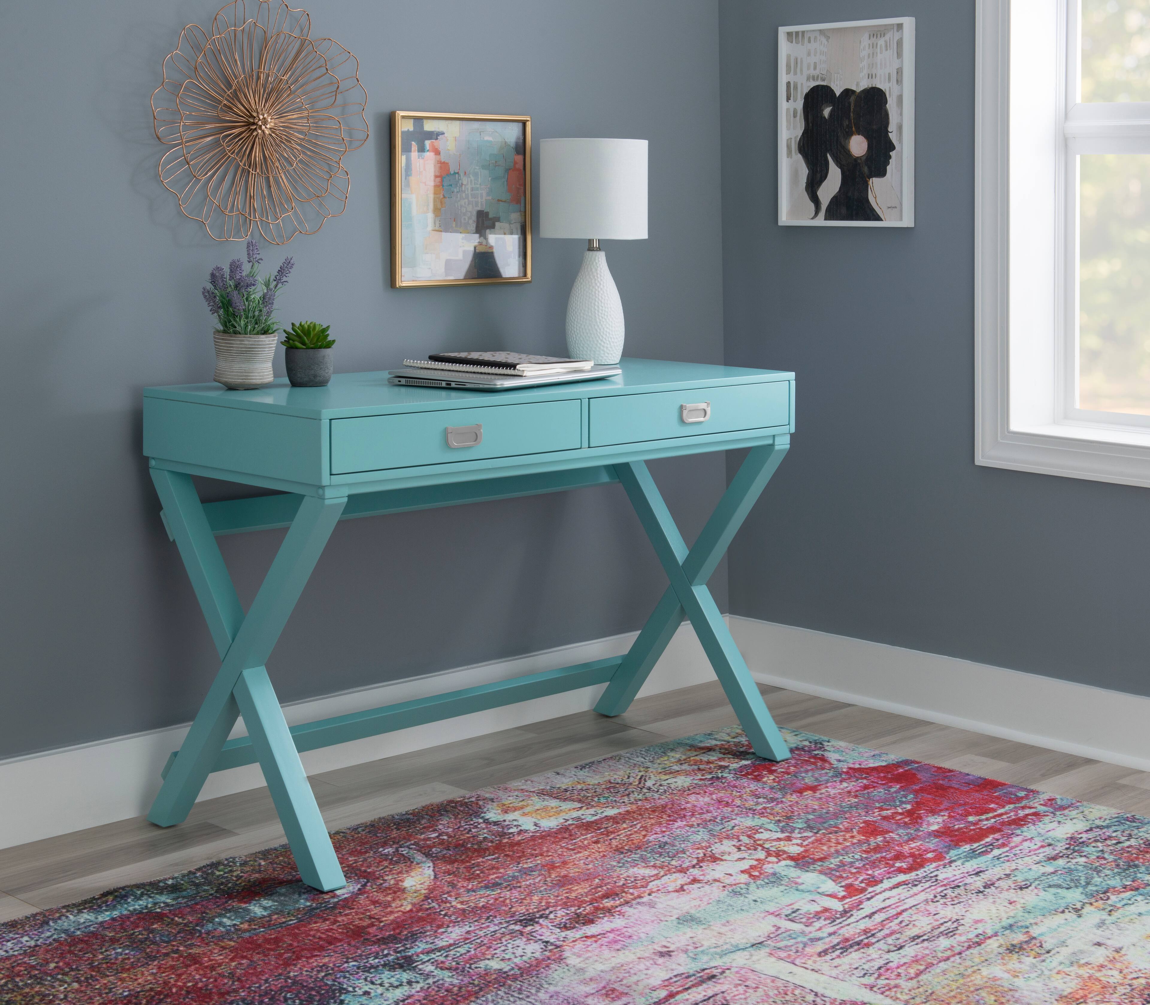 Alt View 19. Linon Home Décor - Penrose Two-Drawer Campaign-Style Writing Desk - Blue.