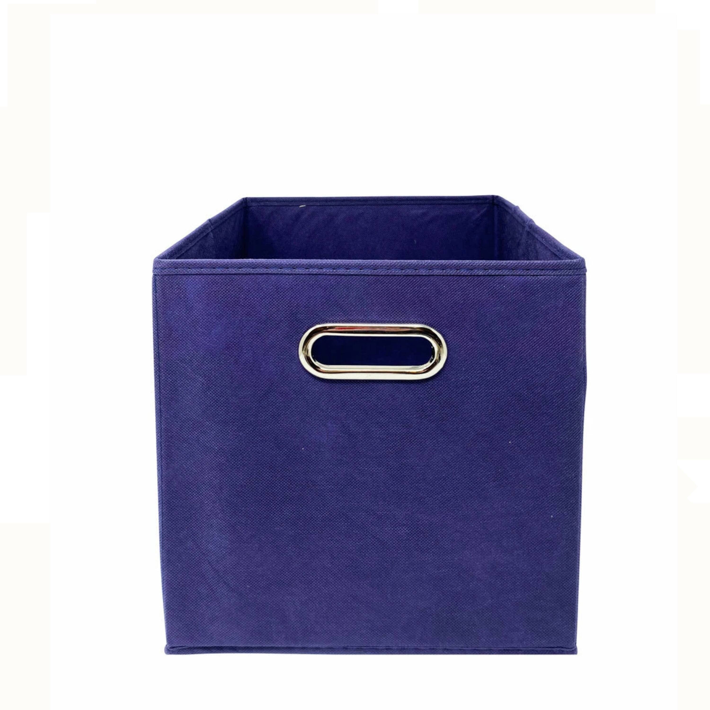 Back. Kitcheniva - Fabric Storage Cube Bins Organizer Basket Containers Bins Fabric Handle 10 Inch 6 Pack Blue.
