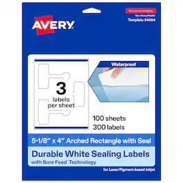 Avery - Avery® Sealing Labels, 5-1/8" x 4", Durable Film, 300 Total - White