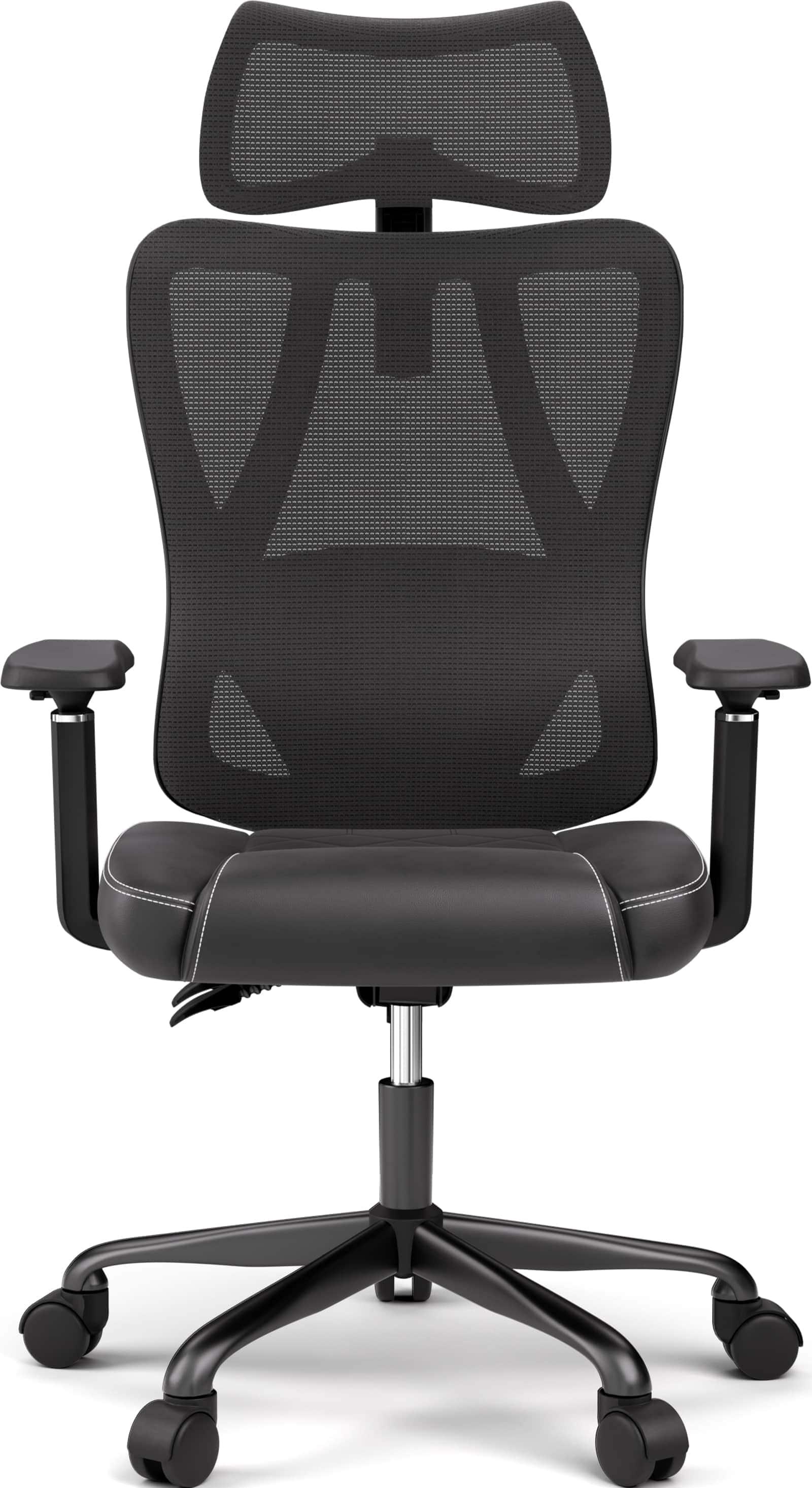 Front. ACGAM - CG-5455M Ergonomic Office Chair, High Back Mesh Desk Chair with Adjustable Lumbar Support, Headrest, Armrests & Recline - Black.