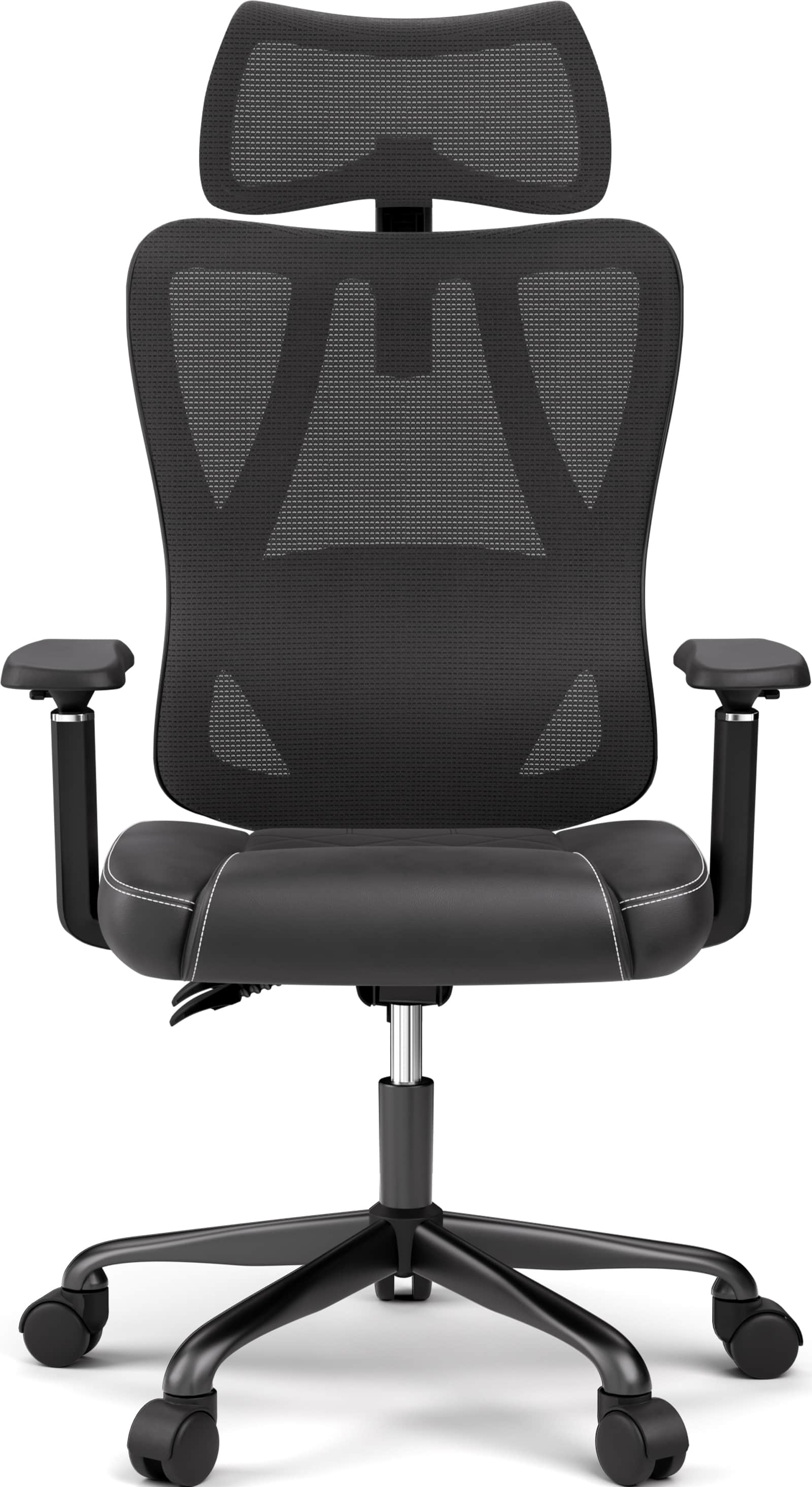Front. ACGAM - CG-5455M Ergonomic Office Chair, High Back Mesh Desk Chair with Adjustable Lumbar Support, Headrest, Armrests & Recline - Black.