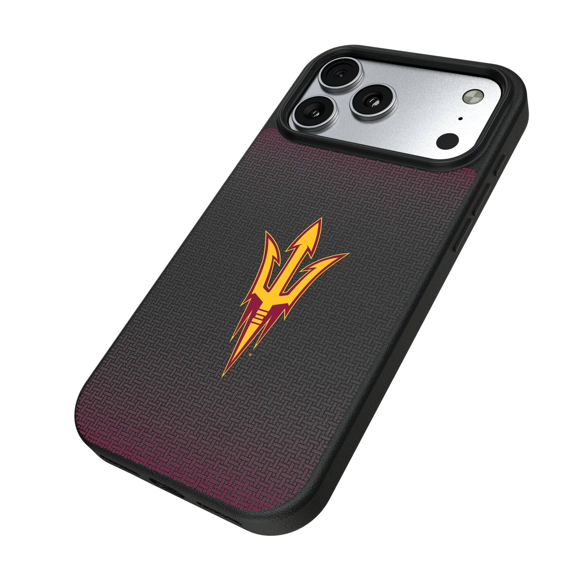Alt View 1. Keyscaper - Arizona State Sun Devils Linen Logo iPhone Magnetic Bump Case - 16 Pro - Black.