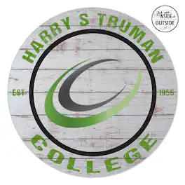 Jardine - Harry S Truman College Falcons 20'' x 20'' Indoor/Outdoor Weathered Circle Sign - White