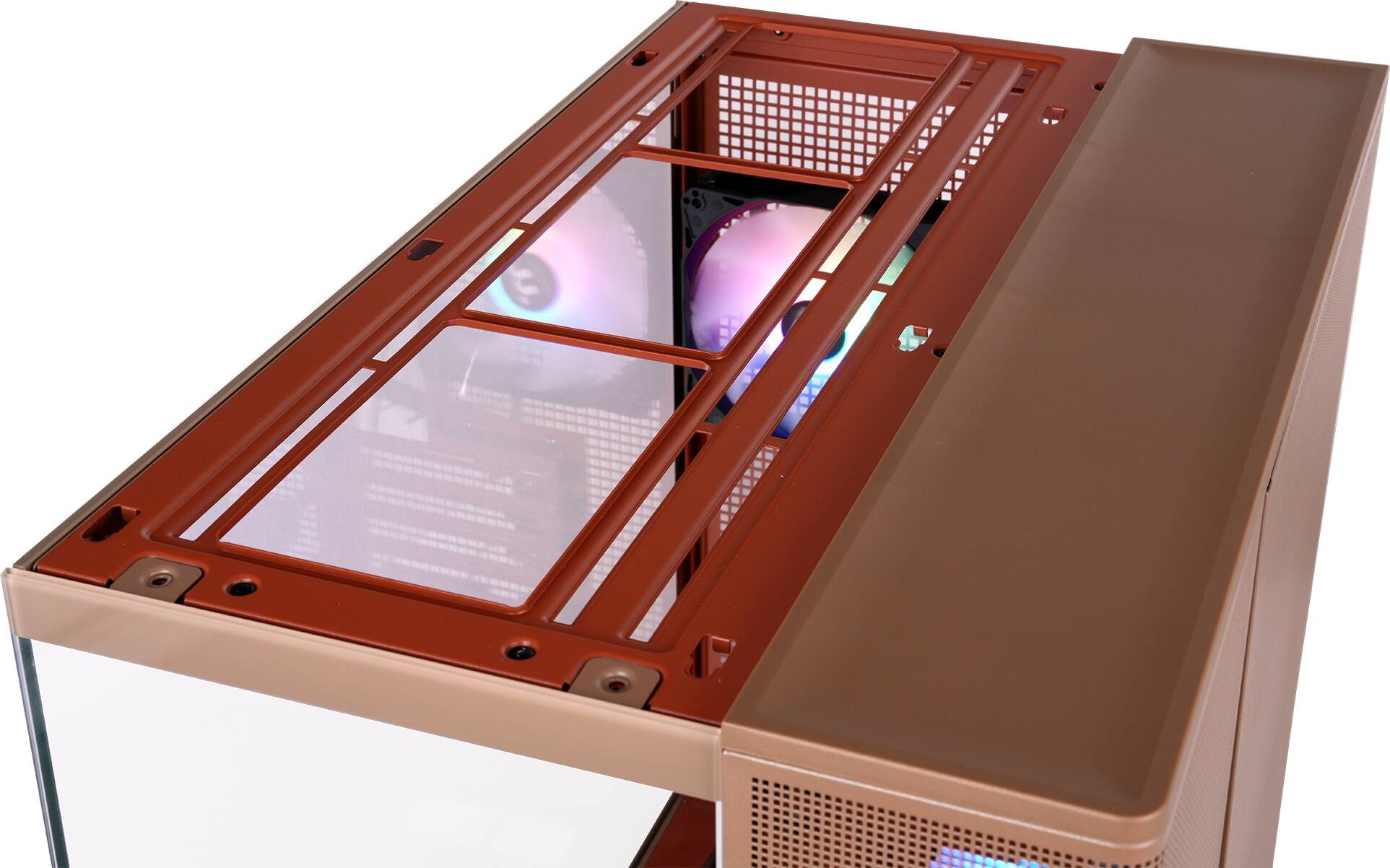 Alt View 9. Thermaltake - View 380 XL TG ARGB Dual-Chamber Chassis with Hidden-Connector Motherboard Support ATX Mid Tower PC Case - Gravel Sand.