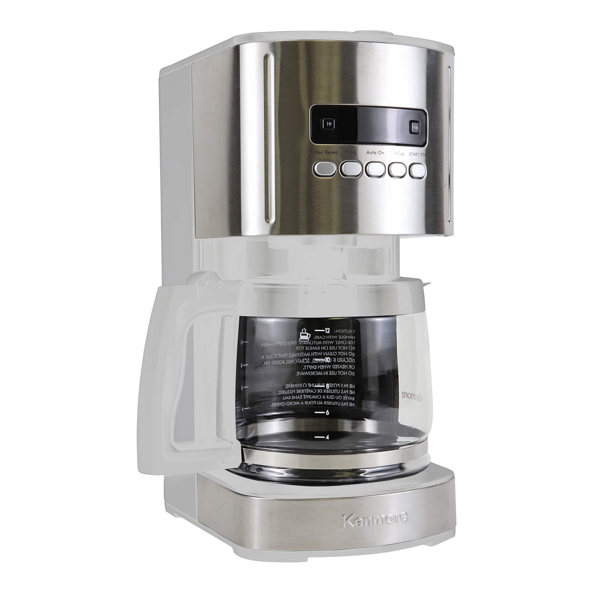 Kenmore - Aroma Control 12-Cup Programmable Coffee Maker, and Stainless Steel, Reusable Filter - White