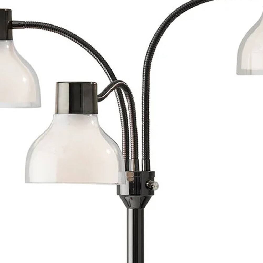 Left. Hivvago - Hivvago 69 Inch Black And White Metal Three Light Tree Floor Lamp With White Bowl Shade - Black, White.