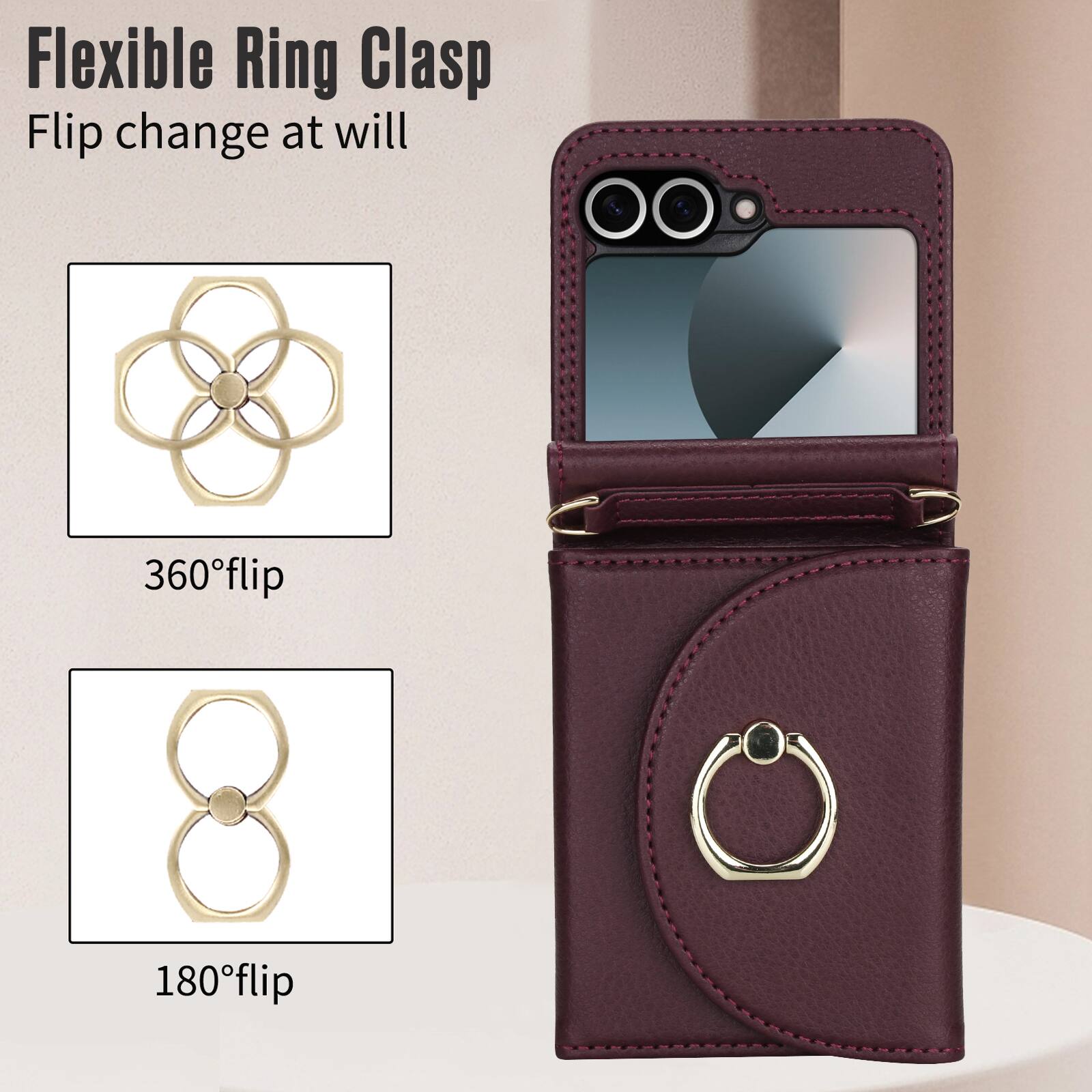 Flexible Ring Clasp  
Flip change at will  

360° flip  
180° flip