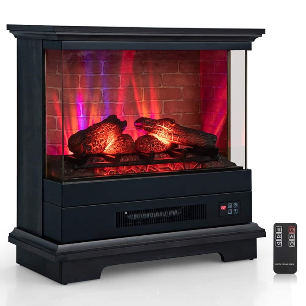 Resenkos - Fireplace Heater,Electric Fireplace, 27 Inch Freestanding Fireplace with Remote Control-Black