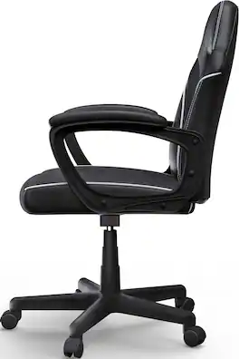 ACGAM - Gaming Chair Breathable Fabric Ergonomic Office Chair-Slim PVC Leather Swivel Adjustable Computer Desk Chair w/ Armrests - Black