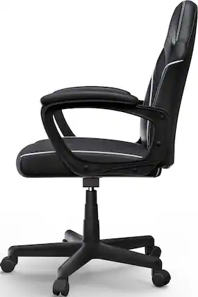 Front. ACGAM - Gaming Chair Breathable Fabric Ergonomic Office Chair-Slim PVC Leather Swivel Adjustable Computer Desk Chair w/ Armrests - Black.