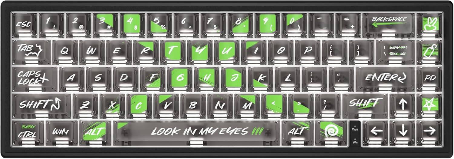 Womier - Transparent Keycaps,Custom Cherry Profile Keycaps Set Fit for 60% 65% 75% US Layout Keyboard - Black