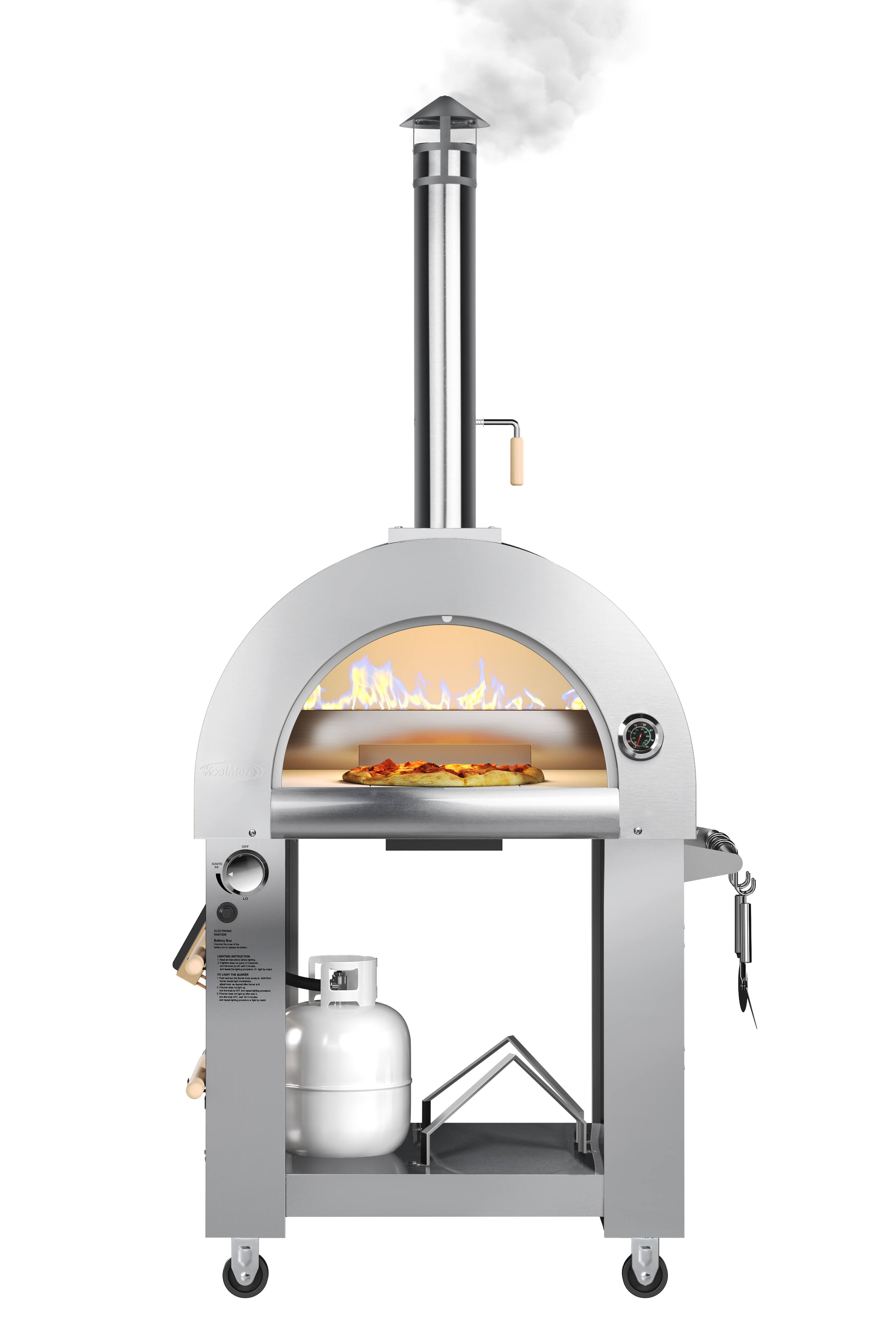 Alt View 8. Koolmore - 32 in. Outdoor Gas and Wood Fired Pizza Oven in Stainless-Steel (KM-OKS-DFPO) - Stainless-Steel.