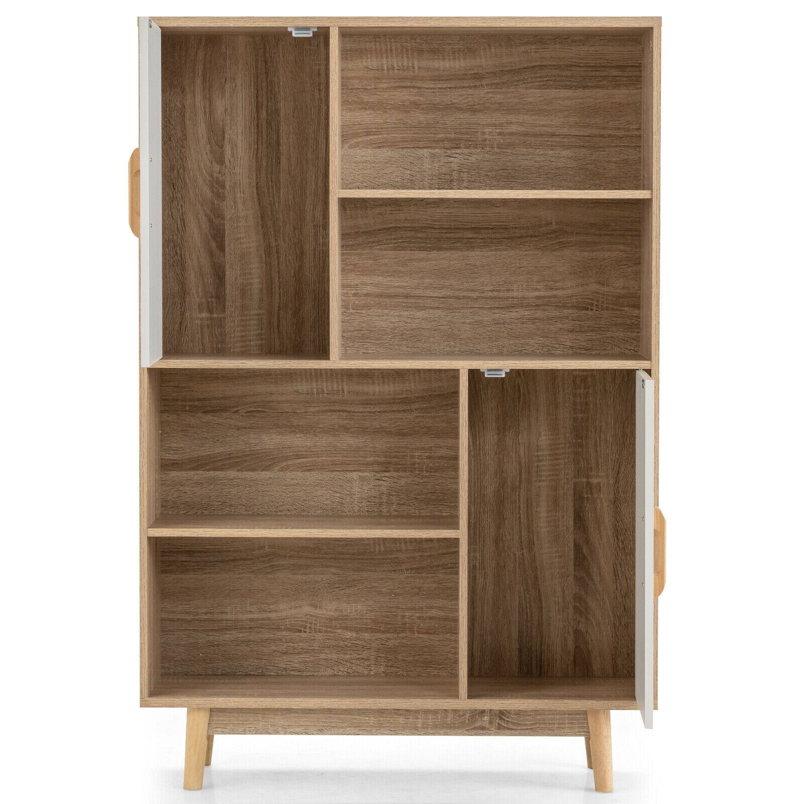 Alt View 4. Ecooso - Sideboard Storage Cabinet & Bookshelf with 2 Doors - White.