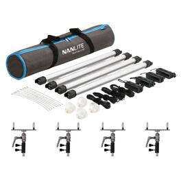 NANLITE - PavoTube II 15C RGB LED Tube (4-Light Kit) Bundle with Pavotube Holder