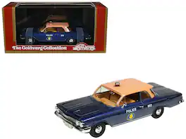 1961 Chevrolet Biscayne "Nassau County Police Department" Blue Metallic with Beige Top 1/43 Model by Goldvarg Collection