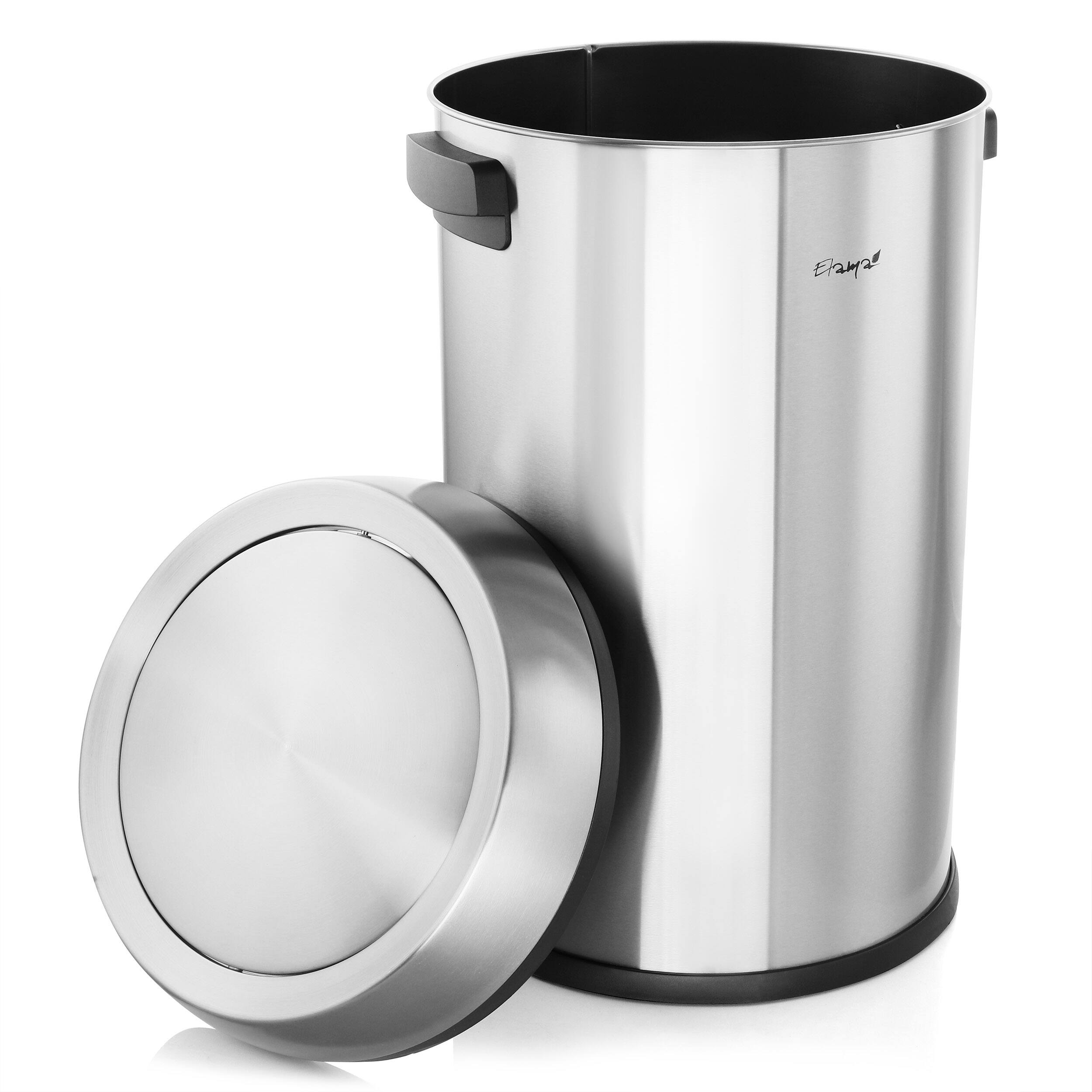 Alt View 2. Elama - Elama Large 17 Gallon Swing Lid Stainless Steel Cylindrical Trash Bin - Silver.