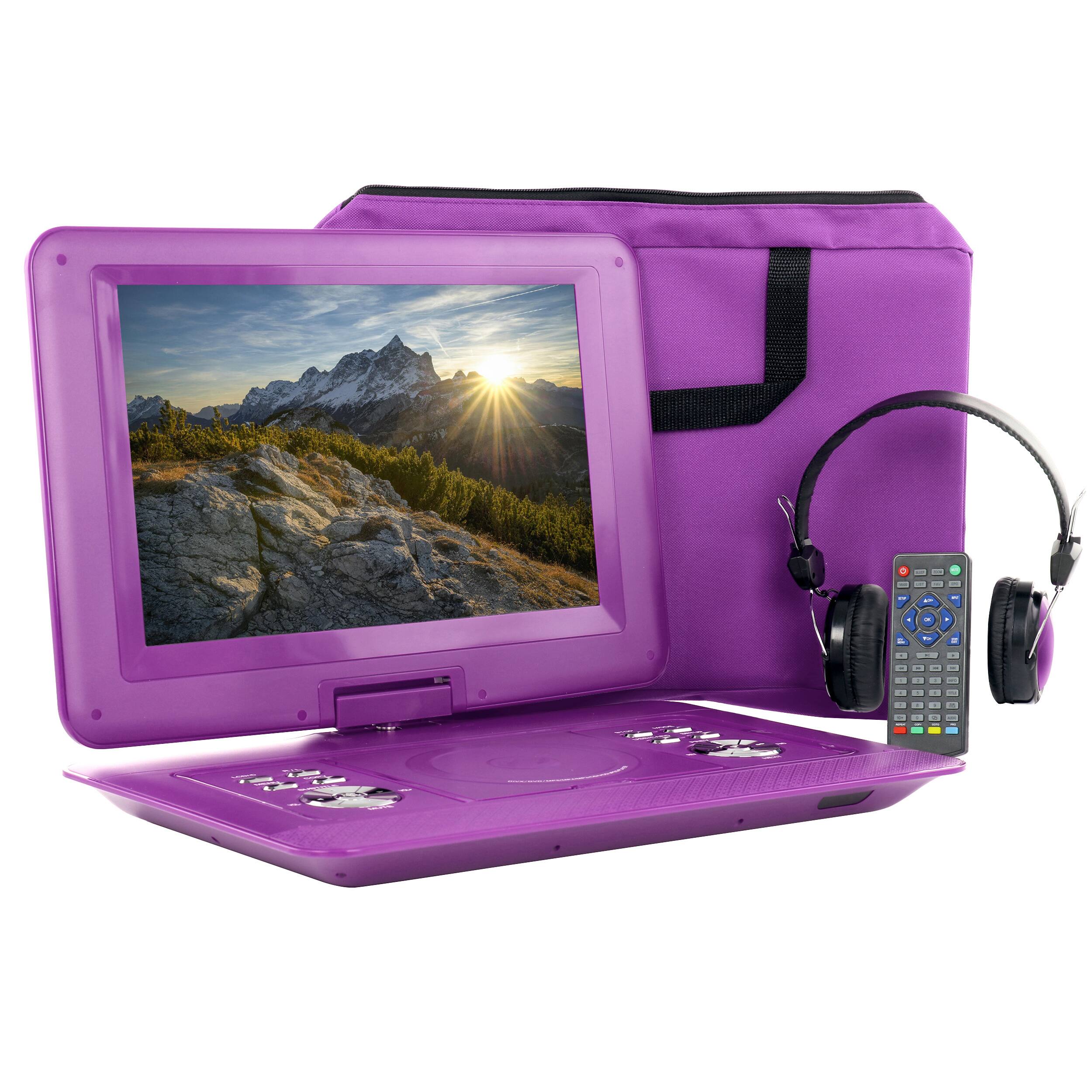 beFree Sound - 14.1 Inch Portable DVD Player with Swivel TFT-LCD Screen and USB,SD,AV Inputs - Purple