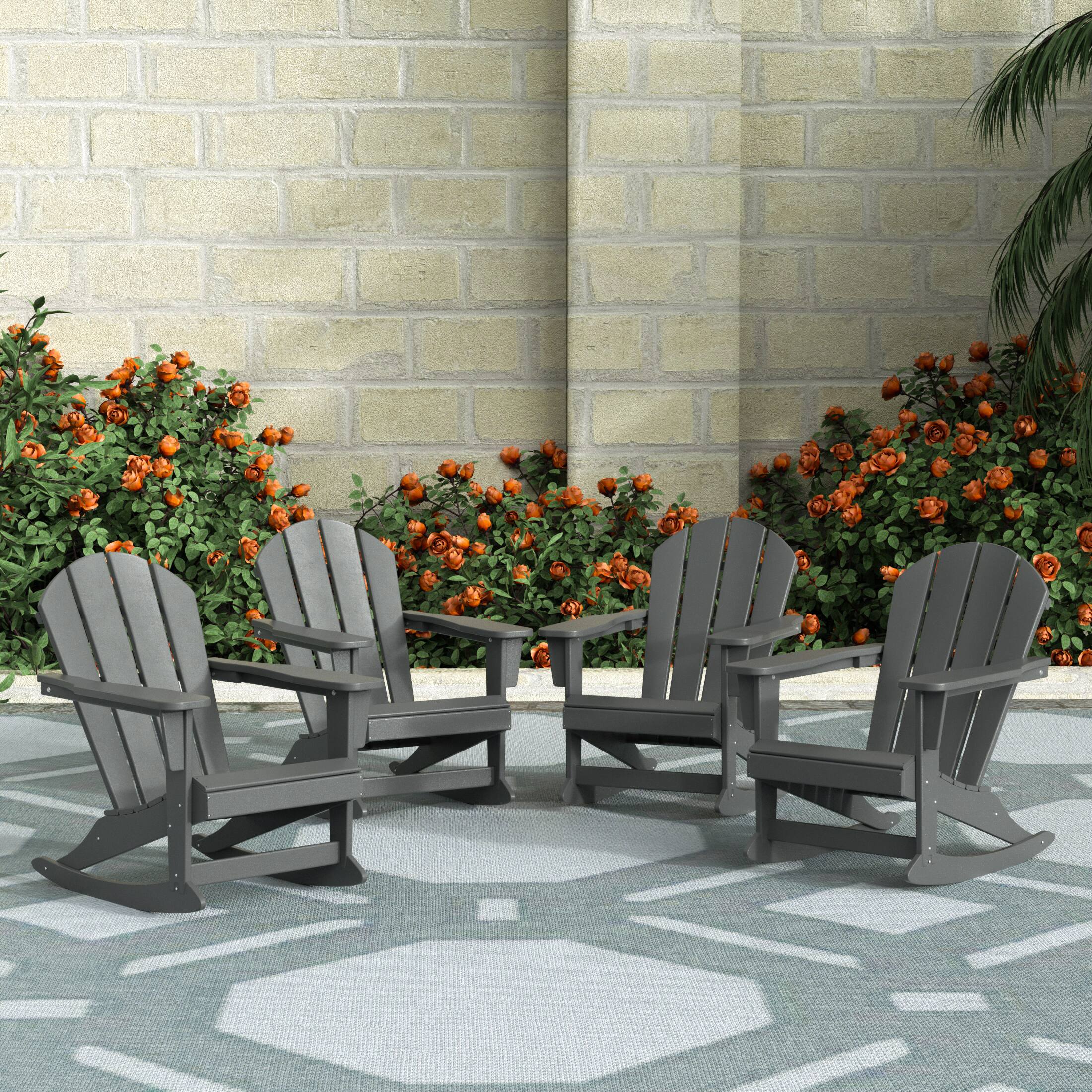 Angle. WestinTrends - WestinTrends Malibu Outdoor Patio Porch Rocking Adirondack Chair (Set of 4) - Gray.