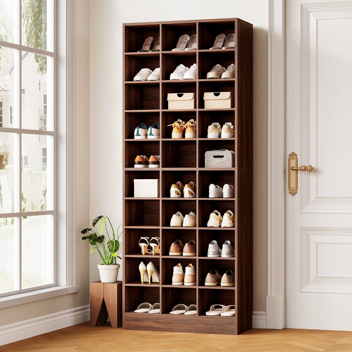 Alt View 1. Tribesigns - Office Storage Cabinet with Storage Shelves, for Everyday Organization in Workspaces and Office Reception Areas - Dark Brown.