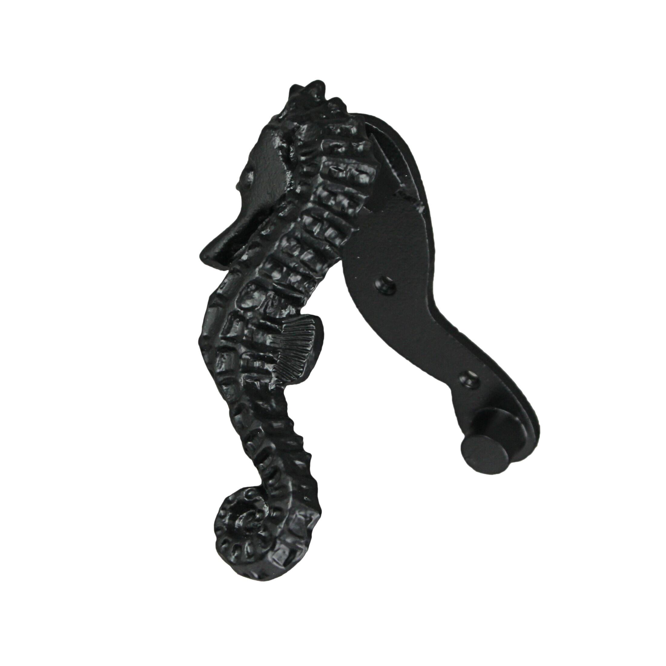 Alt View 1. Moby Dick Specialties - Rustic Black Enamel Cast Iron Coastal Seahorse Door Knocker Sea Horse - Black.